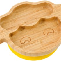 bamboo bamboo ® Baby Toddler Little Lamb Suction Plate, Stay Put Feeding Plate, Natural Bamboo (Yellow)