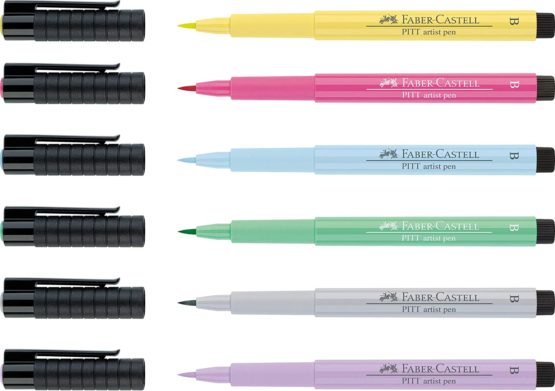 Faber-Castell Pitt Artists Pen Brush Pastel (Wallet of 6) - Image 2