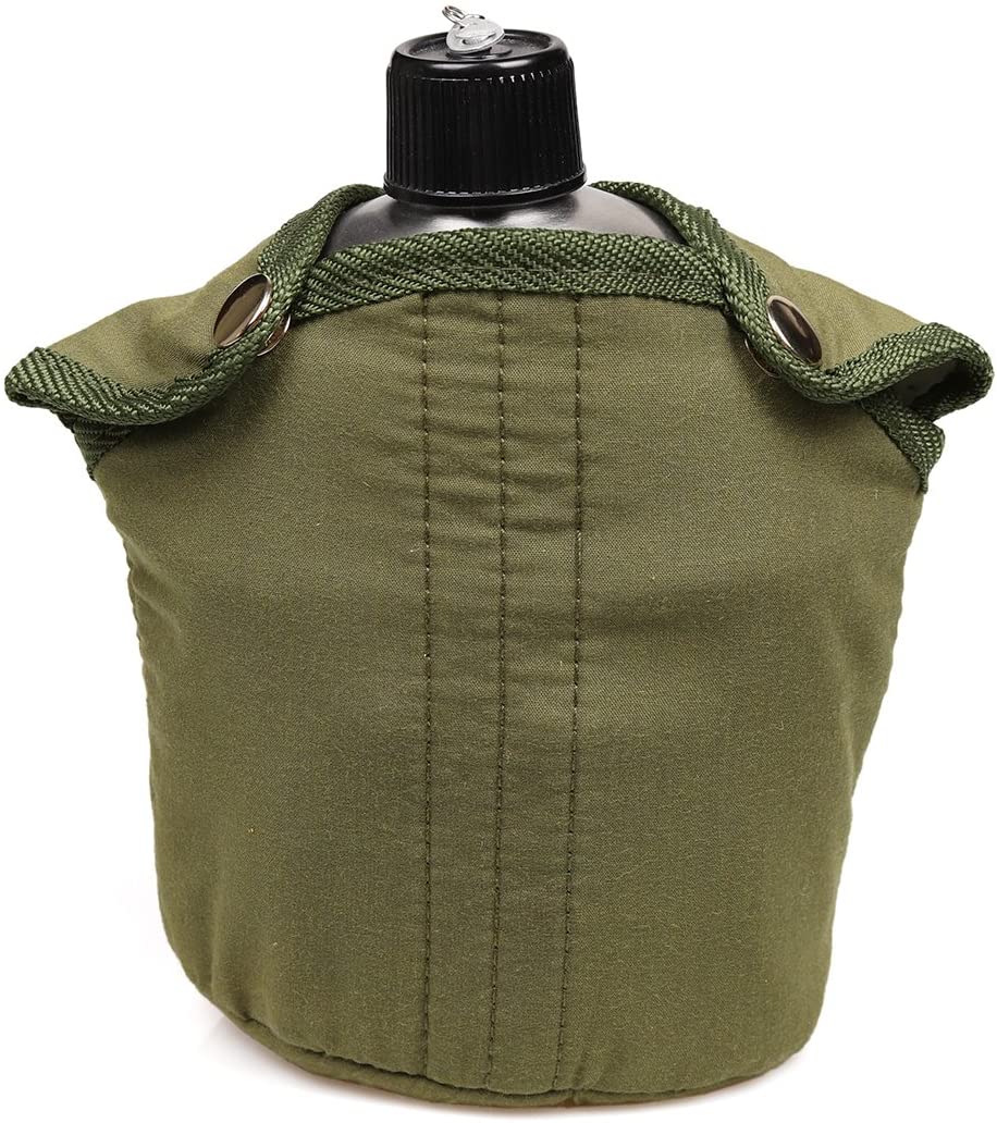 Goetland Stainless Steel WWII US Military Canteen Kit 1QT with 0.5QT Cup Nylon Cover G.I. for Camping, Canteen Kit - Image 4