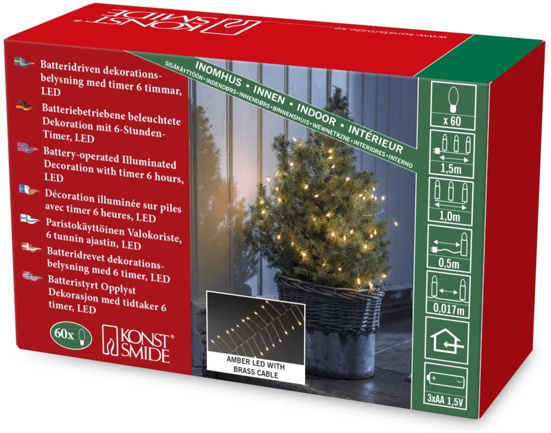 Konstsmide Micro LED Fairy Lights, Fire Cracker, Plastic Brass, 60 LEDs
