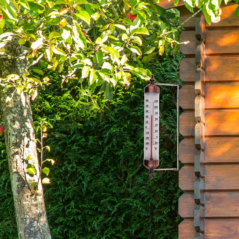 Outside Thermometer with Bronze Effect Design - Stylish Outdoor Thermometer  Suitable for Outside Wall Greenhouse Garage