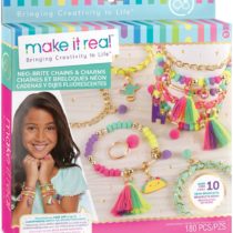 Make It Real – Neo-Brite Chains & Charms. Bracelet Making Kit for Girls and Tweens to Create Unique Bracelets, Tassel Charms, Gold Chains, and More