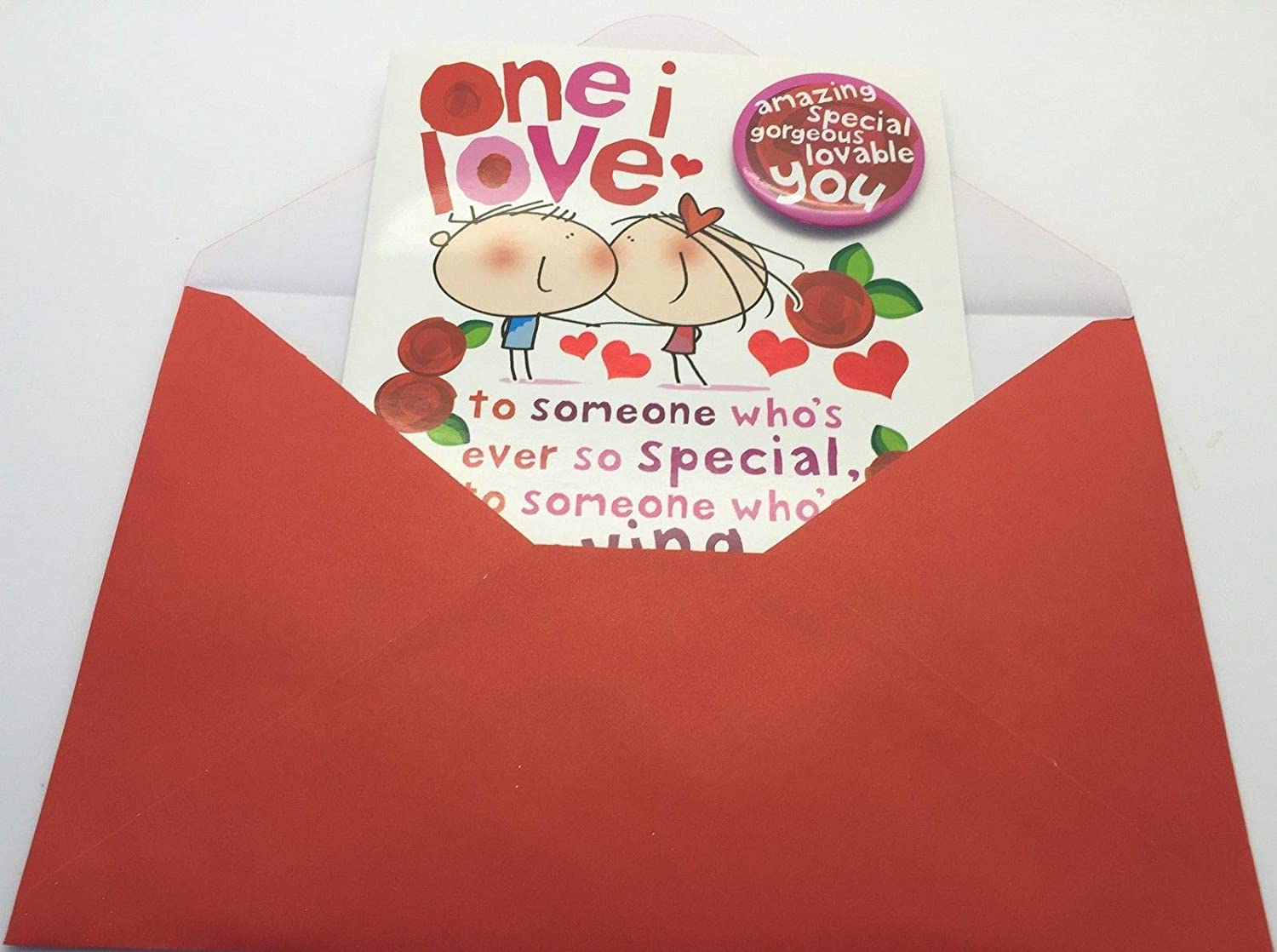 One I Love Birthday Card - Birthday Card for Her - Birthday Card for Him - Badge Included, Multi, 165 mm x 254 mm - Image 3