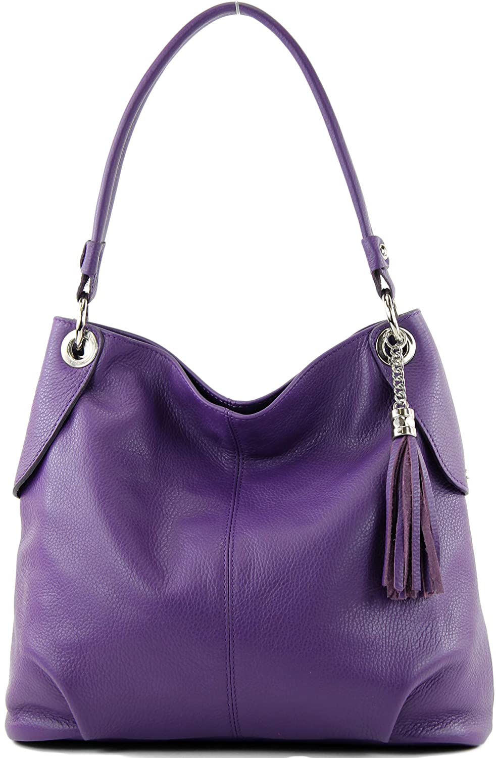modamoda de - T185 - ital. Ladies leather shoulder bag, Colour:Purple - Image 2