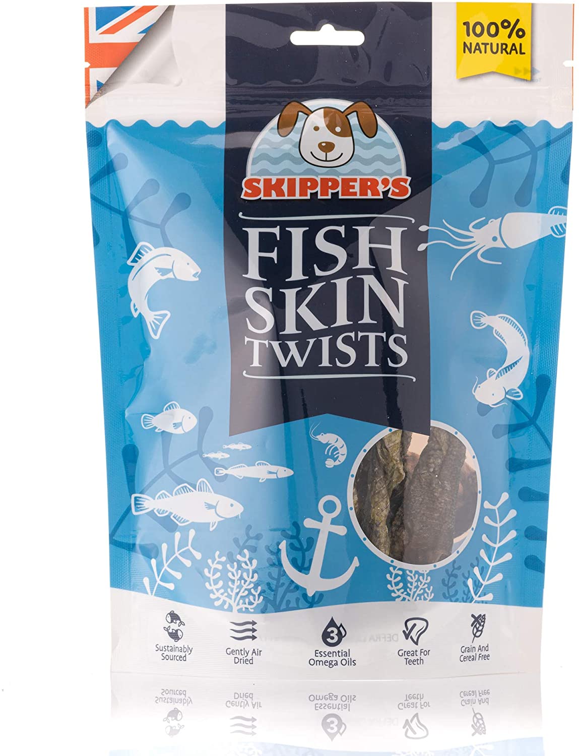SKIPPER'S Fish Skin Twists Short Dog Chews for Teeth 200g- Handmade & Gently Air- Dried - Image 2