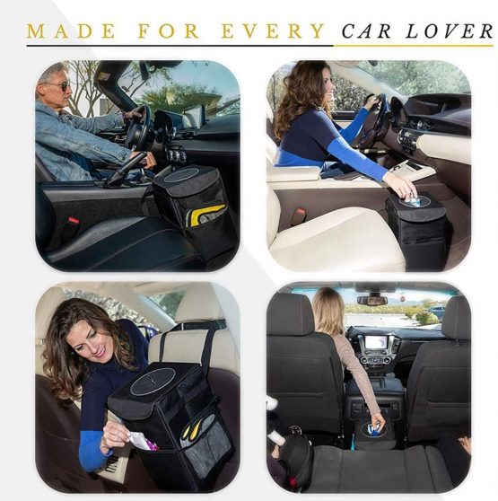 JIOUDI Car Bin, Car Trash Can,Car Rubbish Bin Oxford with Lid and Side Pockets, Leakproof Waterproof Car Trash Bag & Car Boot Organiser for Car/SUV/Truck/Minivan/Auto - Image 4