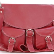 Catwalk Collection Handbags - Women's Large Leather Cross Body Shoulder Bag - Adjustable Shoulder Strap - COURIER - Red