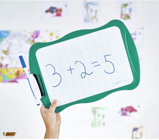 BIC Velleda Double-sided Whiteboard (21 x 31cm) with 2 Dry Erase Whiteboard Pens, Ideal for School, Pack of 1 - Image 2