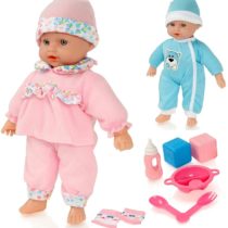 Molly Dolly Sweet Sounds 30cm Talking Baby Doll Set with 2 Outfits and 6 Baby Doll Acessories (Batteries Included) - Great Gift for Girls Age 2 - 6 Years