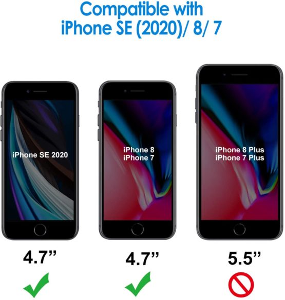 JETech Screen Protector for iPhone SE 2020, iPhone 8 and iPhone 7, PET Film, 3 Pack - Image 2