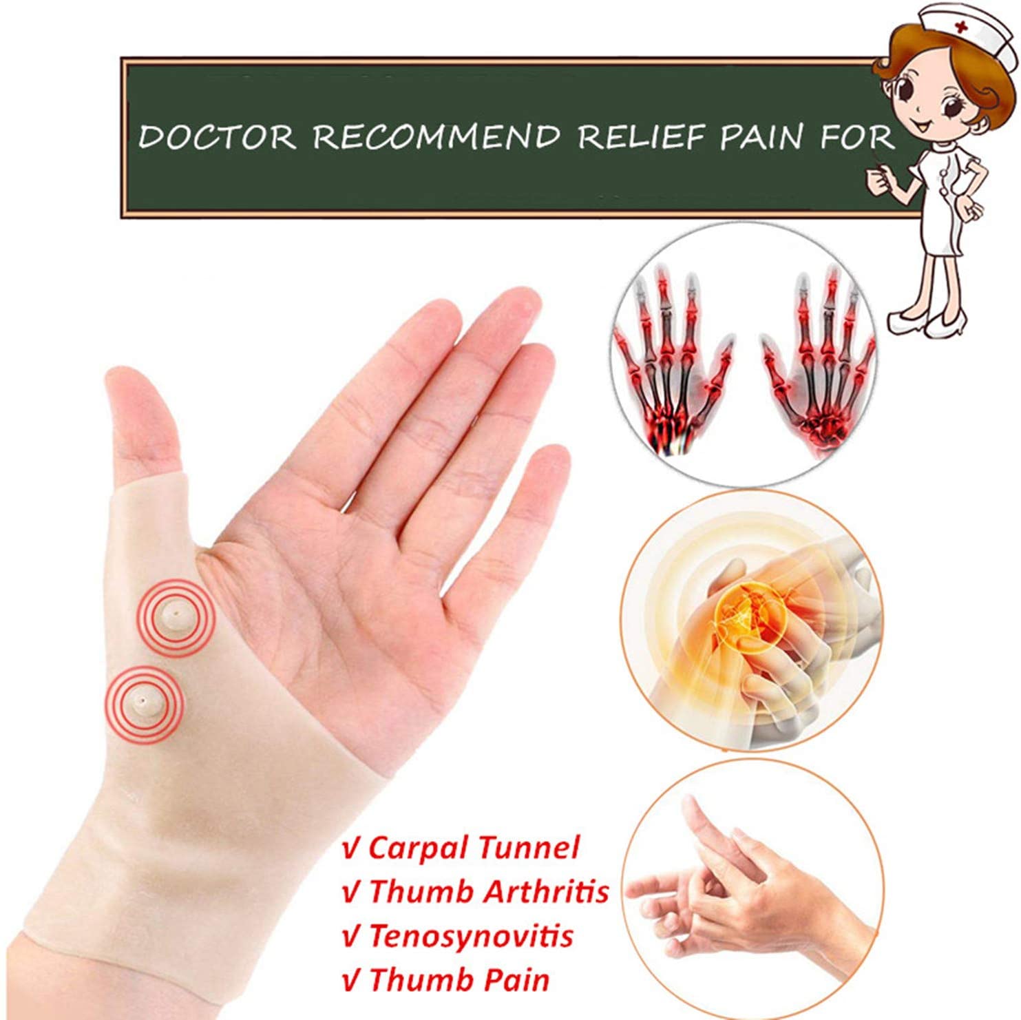 2 Gel Wrist Thumb Support Braces Waterproof Breathable Carpal Tunnel