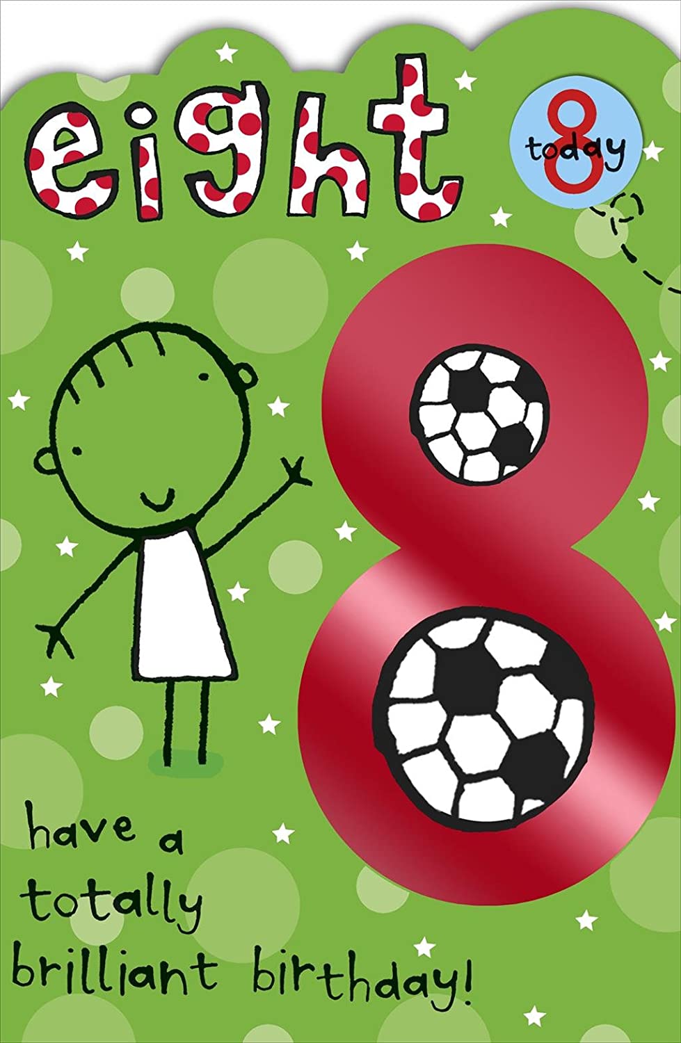 UK Greetings 8th Birthday Card for Boy - Football Design, Multi, 137 mm x 210 mm