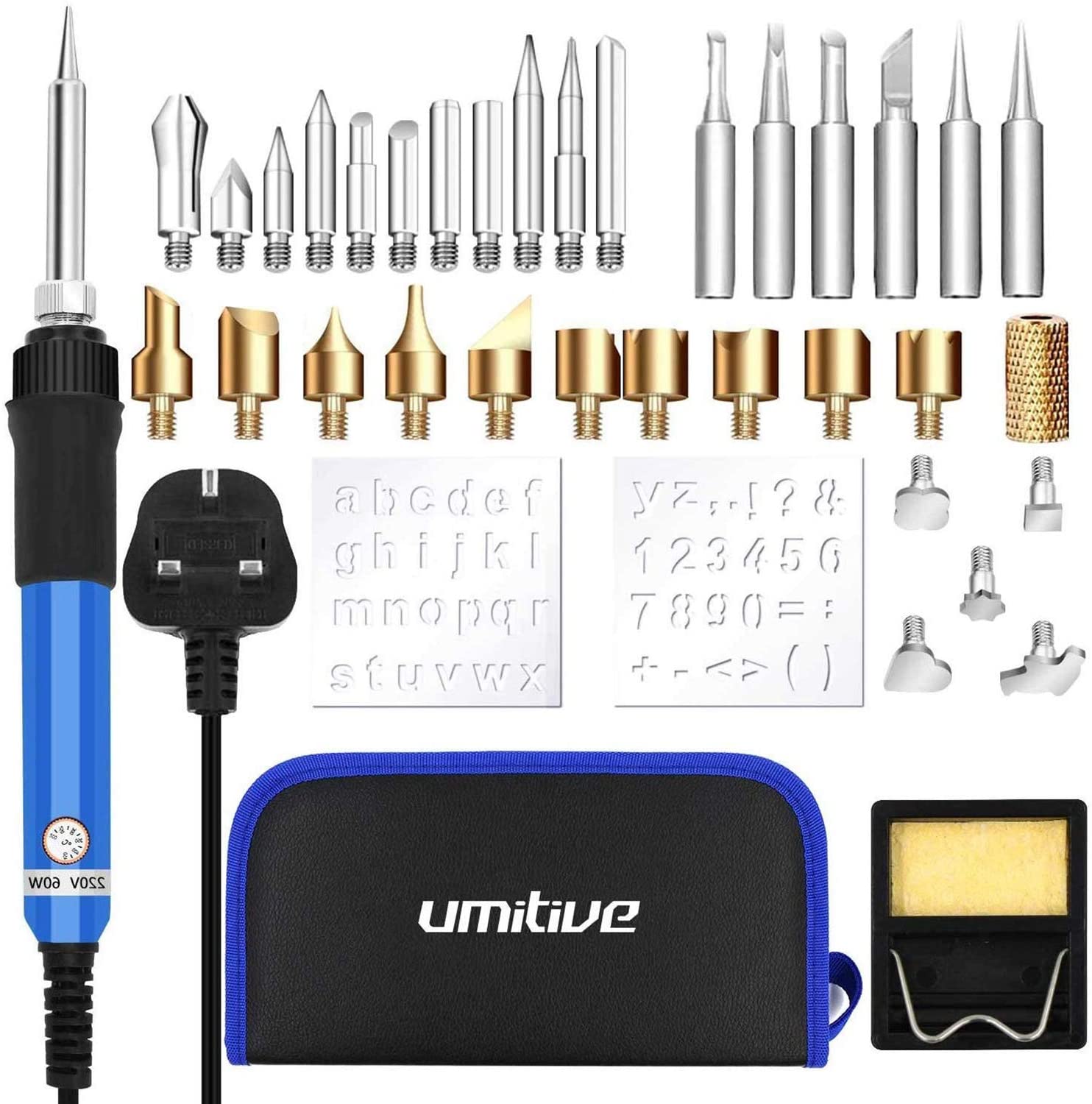 Umitive 36Pcs Wood Burning Pyrography Pen Kit, 60W, Adjustable ...