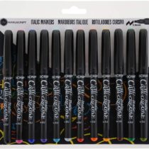 CALLICREATIVE Manuscript Broad 12 Pieces Markers with 3.6mm Italic Chisel nibs, Twelve Variety of Shades – Ideal for Exploring The Art of Hand Lettering, Multi-Colour, 185mm x 200mm x 26mm