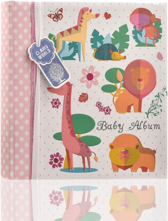 Baby Girls Pink Slip in Case Memo Photo Album 4 x 6'' for 200 Photos - Woodland Animals - Ideal Gift