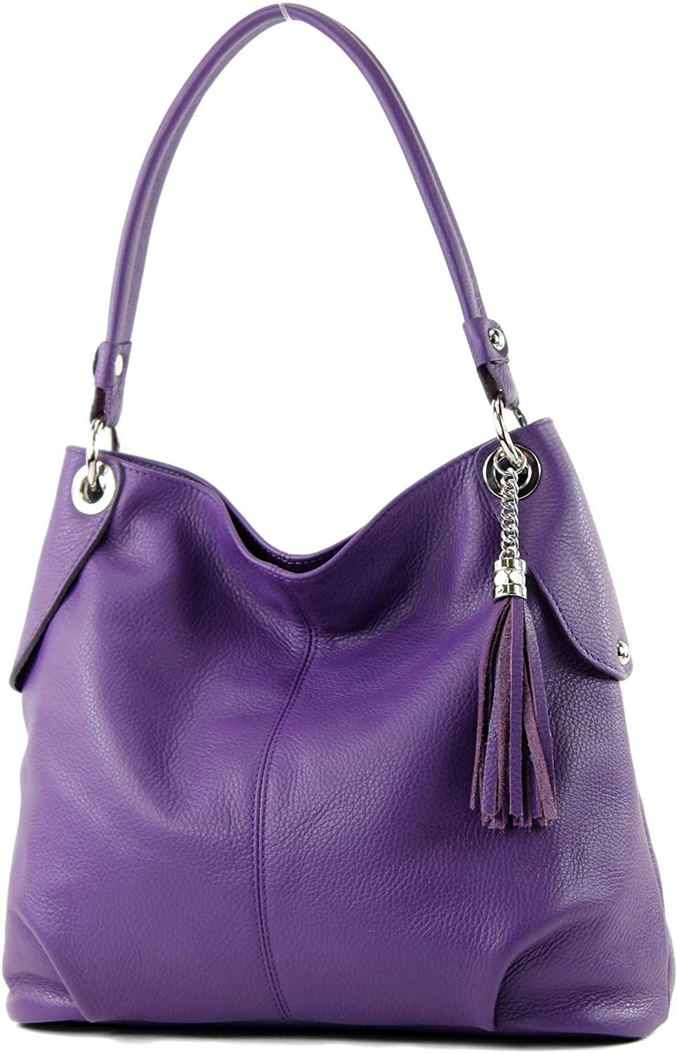 modamoda de - T185 - ital. Ladies leather shoulder bag, Colour:Purple