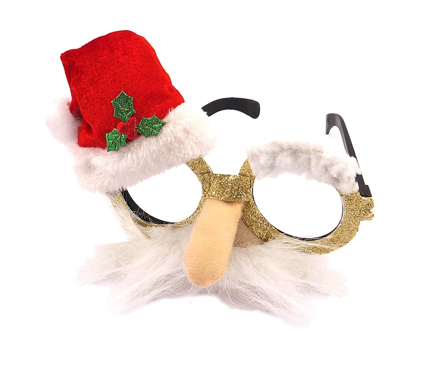Novelty Christmas Glasses - Santa Glasses With Nose, Moustache and Christmas Hat, Assorted