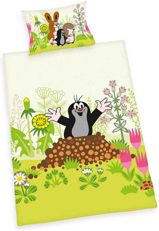 Herding THE MOLE Toddler Bedding Set, Reversible Motif, Duvet Cover 100 x 135 cm, Pillow Case 40 x 60 cm, Cotton/Renforcé