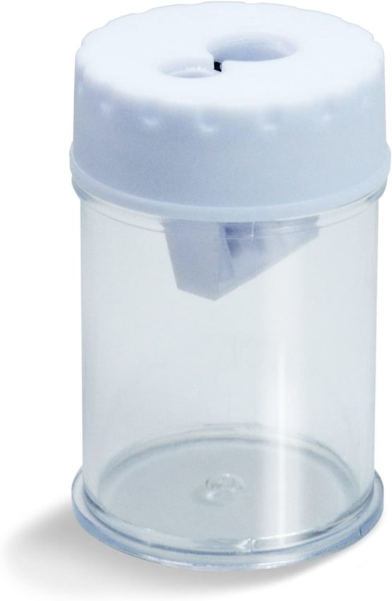 Rapesco R34DCDB2 Traditional Double-Hole Pencil Sharpener with Shavings Compartment - Transparent