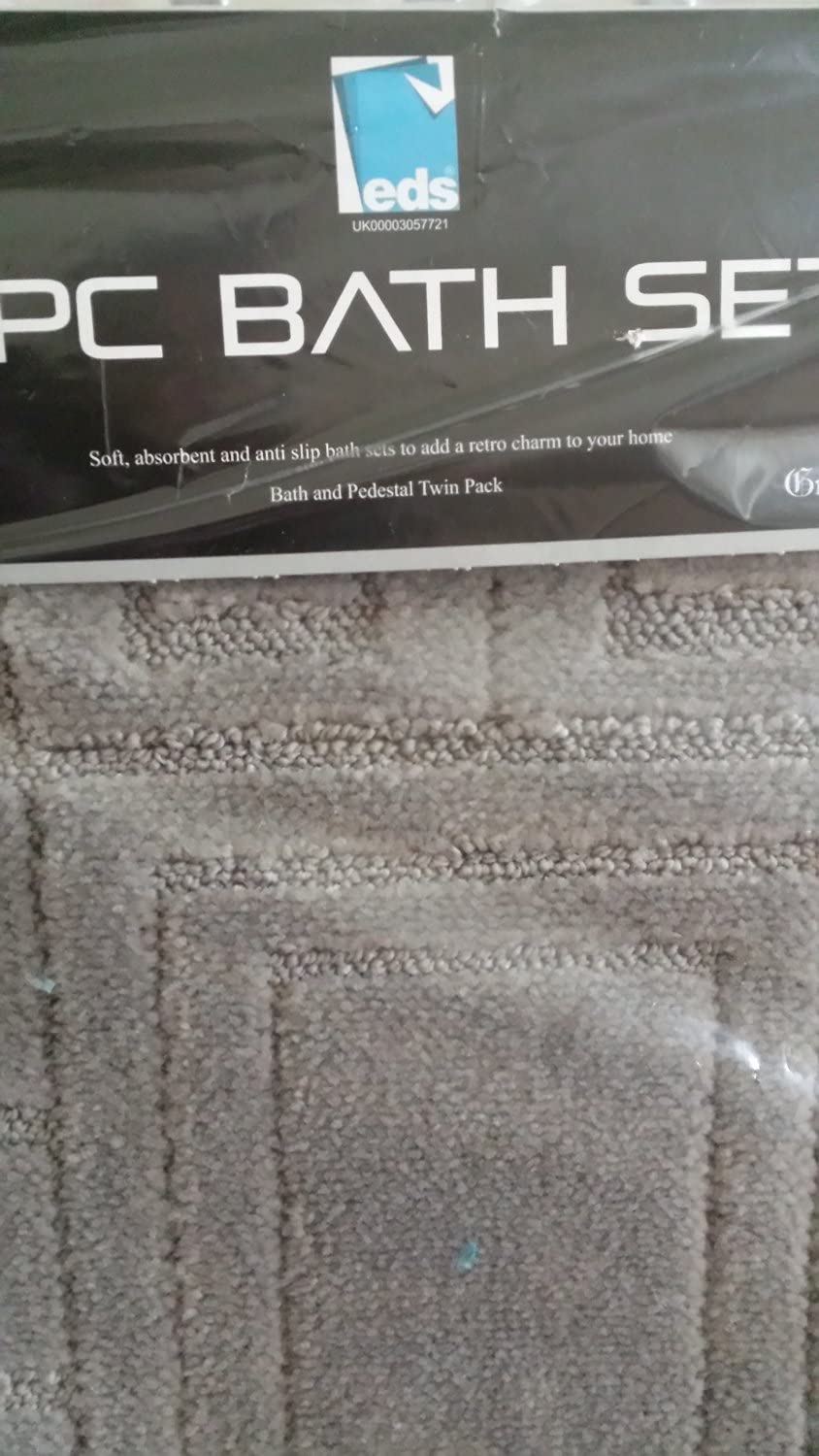 EDS Luxury 2 Piece Greek Bath Mat Set Non Slip Ultra Soft Bathroom Mats Water Absorbent Bath Mats Machine Washable Rug Toilet Mat for Bathroom Floor (Silver) - Image 2