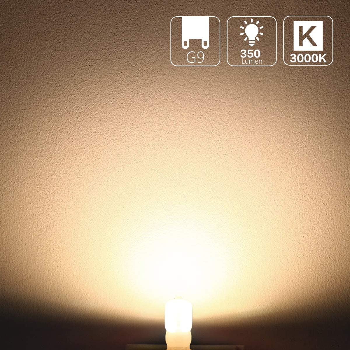 WOWLED 10 X G9 LED Light Bulb, 3W (25W Equivalent), 2700K Warm White, No Strobe, 360 Beam Angle, 220-240V, Clear Shell - Image 4
