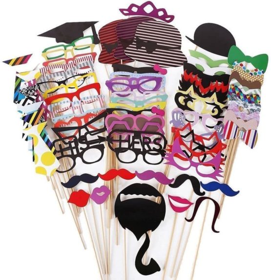 Matissa Photo Booth Props Selfie Kits Photography Wedding Christmas Hen Party Funny Face (76 Pieces Party)