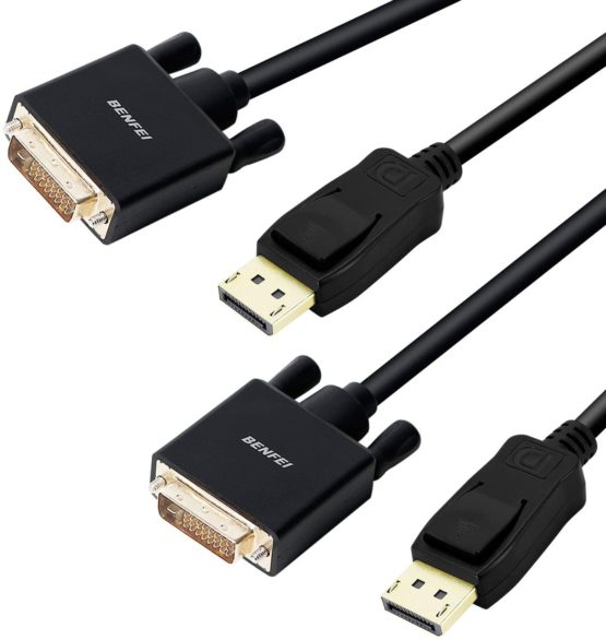 Benfei DisplayPort to DVI DVI-D Single Link 1.8M Cable 2 Pack, Display ...