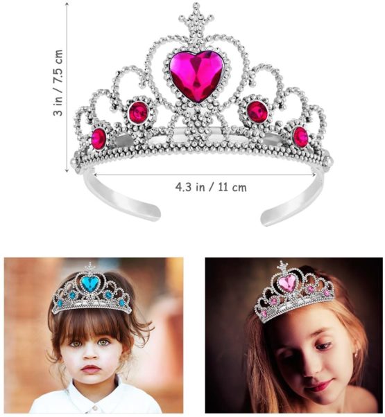 TOYMYTOY 5pcs Kids Princess Tiara Crown Set Girls Dress up Party Accessories (Light Blue Light Green Rose Red Pink Yellow) - Image 2