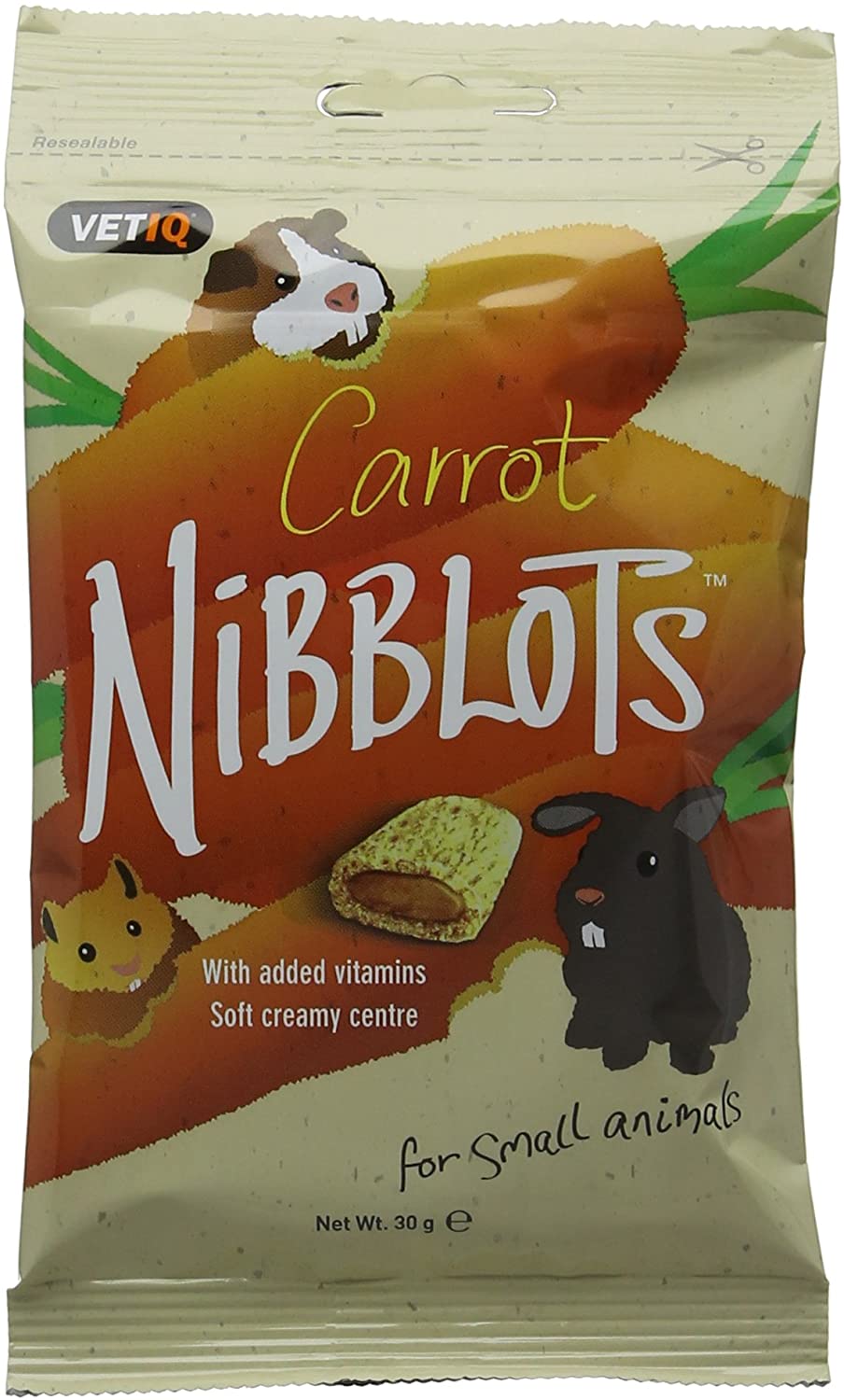 VETIQ Carrot Nibblots for Small Animals Tasty Treats Made with Added Vitamins & Soft Creamy Centre