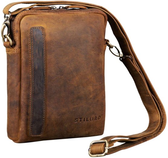 STILORD 'John' Small Men's Leather Shoulder Bag Vintage Cross Body Cross Over for 8.4 Inch Tablet Handbag in Genuine Leather - Image 3