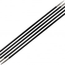 KnitPro 20 cm x 5.5 mm Karbonz Double Pointed Needles, Black and Silver