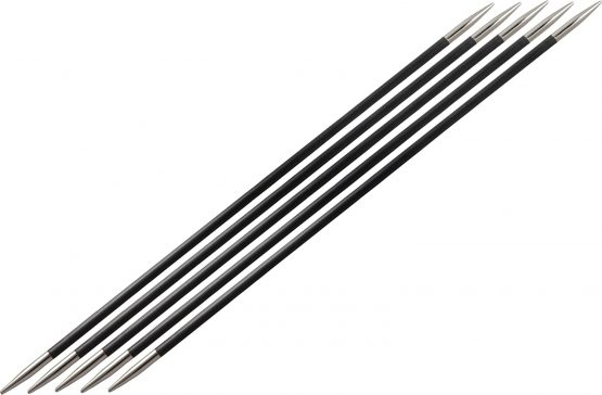KnitPro 20 cm x 5.5 mm Karbonz Double Pointed Needles, Black and Silver