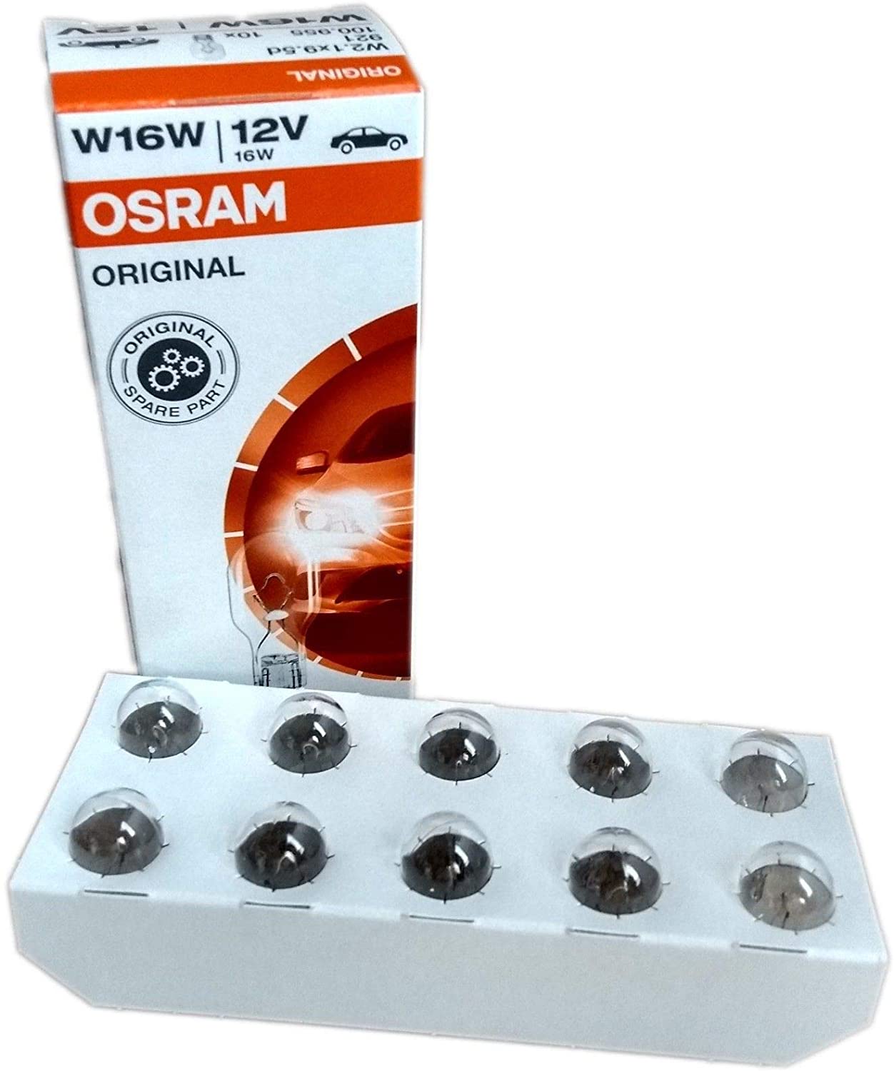 Osram 921 Original Lamps with Glass Wedge Bases, 12 V, 16 W, Set of 10, orange, 39 - Image 4