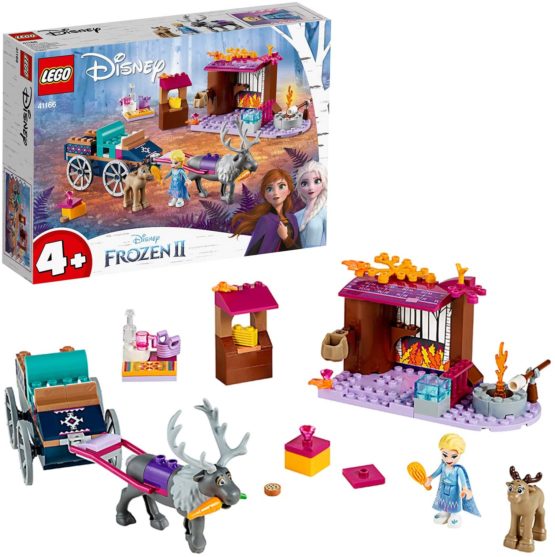 LEGO 41166 Disney Frozen 2 Elsa's Wagon Adventure with Princess Elsa Mini Doll and 2 Reindeer Figures, Easy Build Preschool Toy for 4 - 7 Years Old with Bricks Base Plate