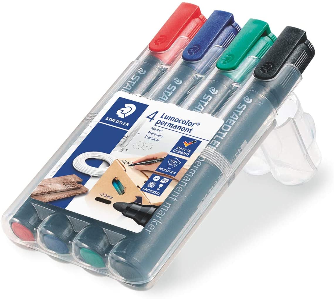 Staedtler Lumocolor Permanent Marker Box 4 colours 352 WP4, Assorted, 4 count (Pack of 1) - Image 2
