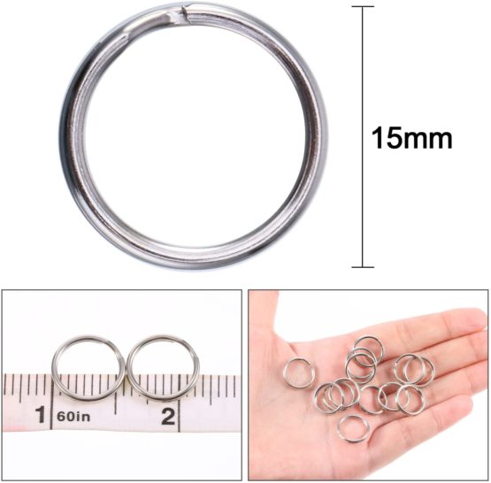 Bememo 100 Pack Key Ring Round Hoop Small Metal Split Rings for Home Keys Organization and Craft Making, Silver (15 mm/ 0.59 inch) - Image 2
