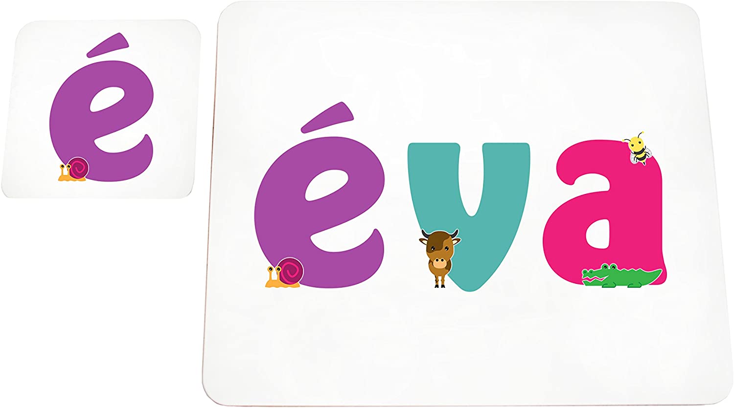 Little Helper with Coaster Doily Style Example Girl/The Name of Colourful Éva, multicolour, placemat: 19 x 23cm coaster: 16 x 12cm