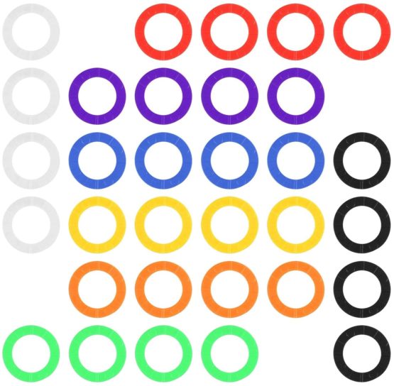 Merriway, Various BH06876 Cap Key Identifier Tag Covers Ring Labels Rubber Keycaps, 64 Pieces Assorted Colours - Image 2
