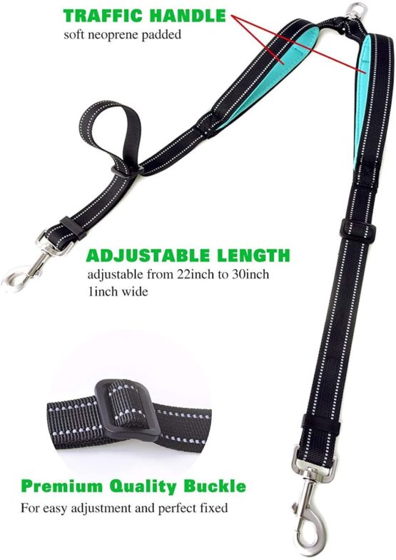 Szelam Double Dog Lead, Dual Leash Coupler Splitter No Tangle with Comfortable Padded Handles for Training&Walking 2 Dogs, Reflective Adjustable Dog Leads for medium and large dogs - Image 3