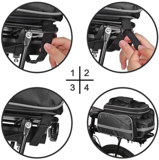 BODECIN Bicycle Pannier, Outdoor Waterproof Multi- function Portable Bicycle Pack Bike Pannier Carrying Luggage Package Rack Panniers Rear Seat Trunk Bag with Rainproof Cover - Image 4