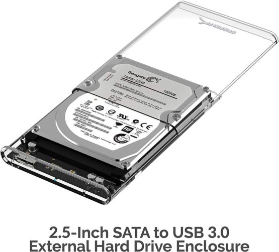 Sabrent 2.5-Inch SATA to USB 3.0 Tool-Free Clear External Hard Drive Enclosure [Optimized for SSD, Support UASP SATA III] (EC-OCUB). - Image 3