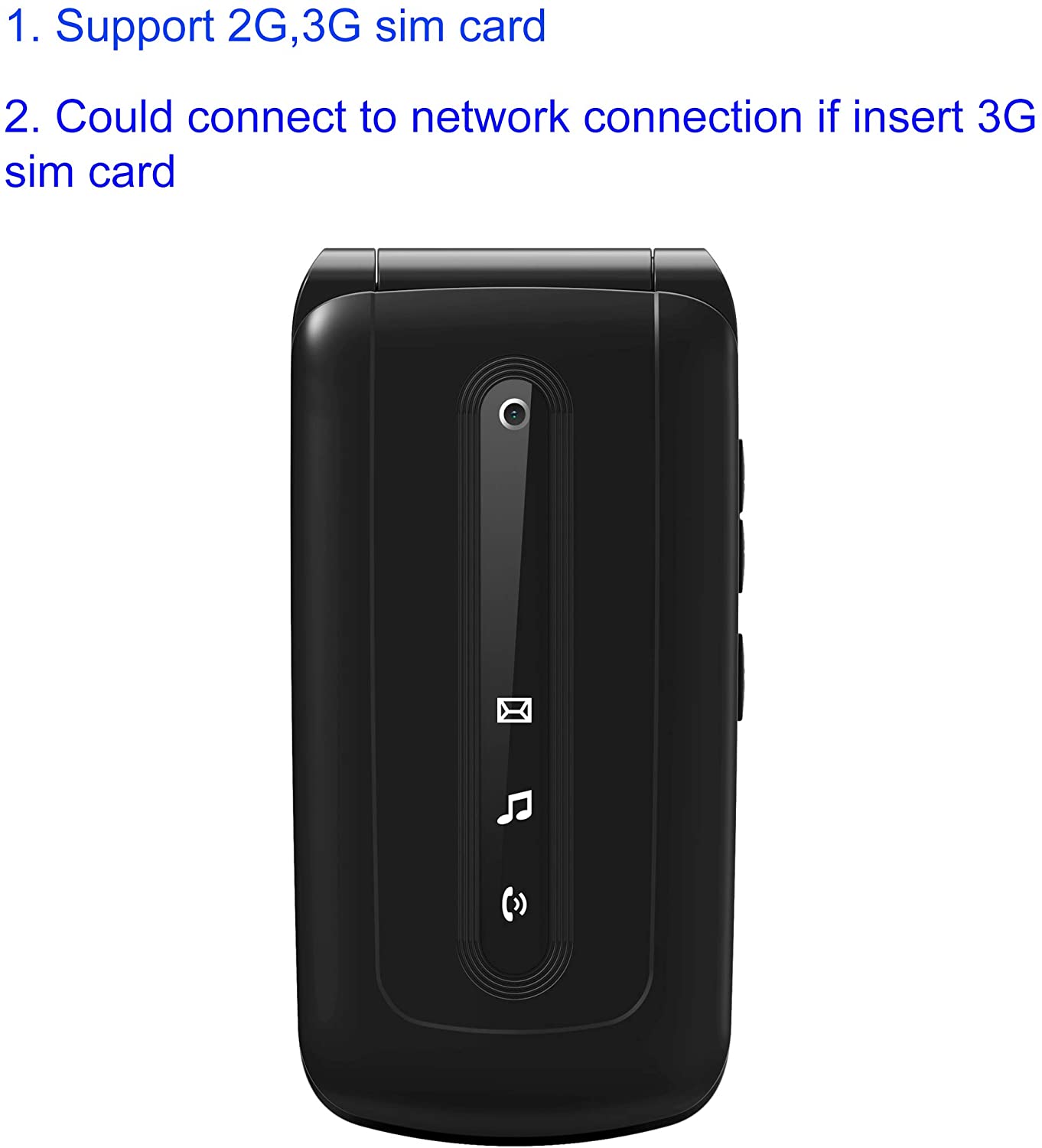 Ukuu 3G Big Button Basic Mobile Phones Unlocked, Dual Sim Free Flip