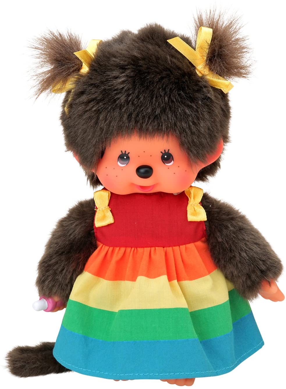 海外限定♡　20cm Monchhichi Rainbow Dress Girl Sekiguchi 220977 Monchhichi Rainbow Girl With Dress, about 20 cm