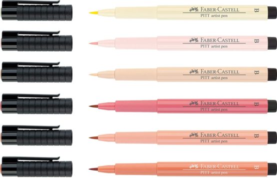 Faber Castell 167162 Pitt Artist Pen, Brush Skin Tones Wallet (Pack of 6) - Image 2