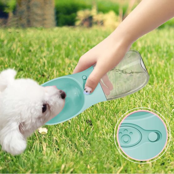 Dog Water Bottle, Portable Dogs Travel Water Bottle, Pets Feeder for Pet Walking Travelling Drinking (12 oz, Blue) - Image 2