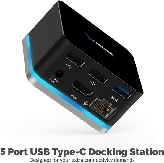 Sabrent 5 Port USB Type C Mini Continuum Docking Station, Supports Up To 3840x2160 at 30HZ (DS-CMND) - Image 2