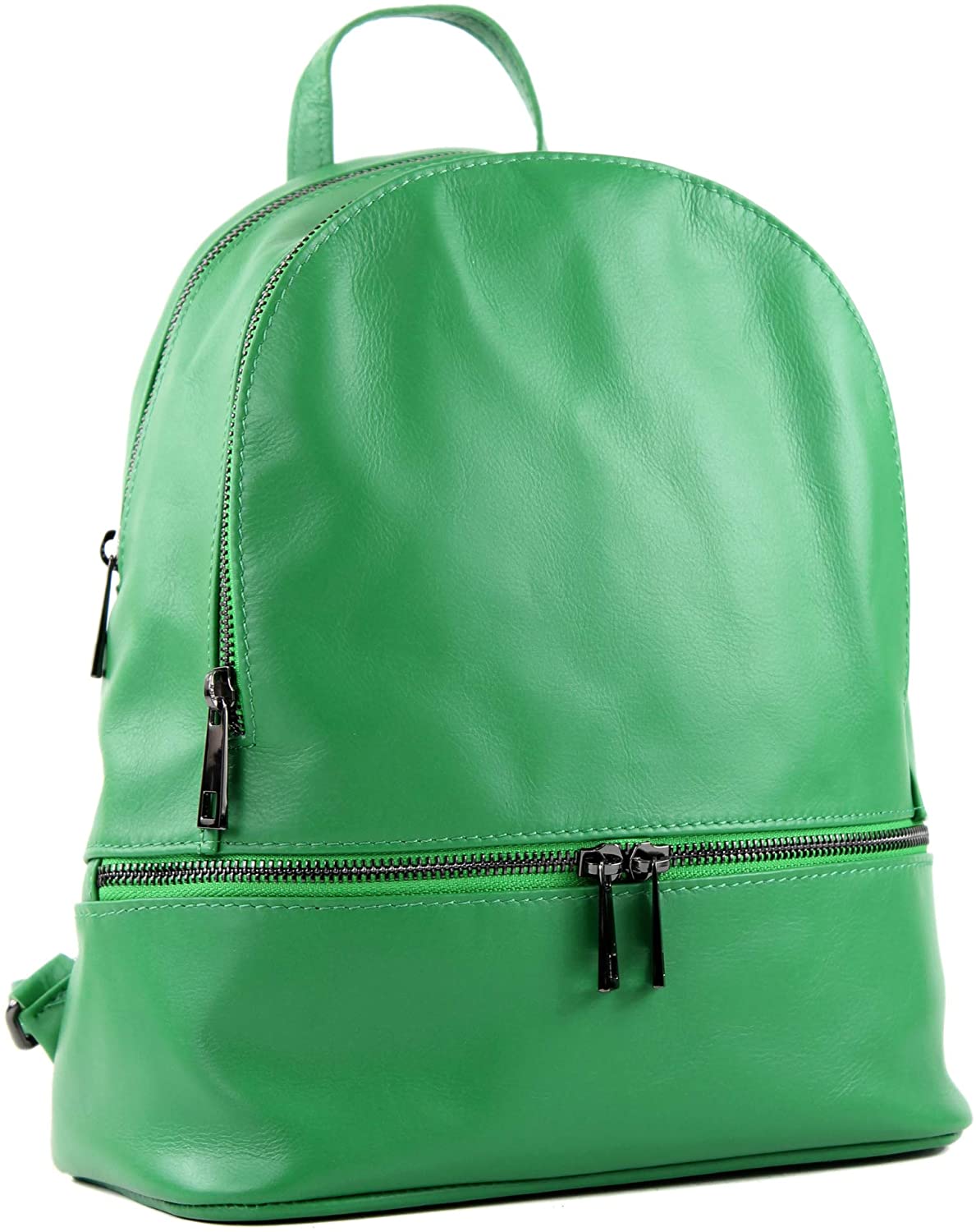modamoda de - ital Sac à dos pour femme en cuir Nappa T137, Colour:Leaf Green