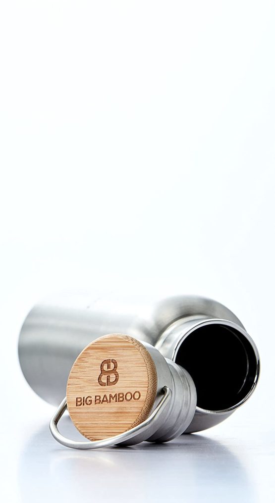 Big Bamboo Sustainable Stainless Steel Water Bottle 600ml - BPA Free, Leak Proof, Eco Friendly, Double Wall Insulated for Cold/Hot Drinks - Image 4