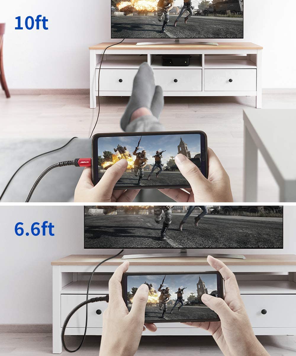 JSAUX USB C to HDMI Cable 3M4K@60Hz USB 3.1 Type-C to HDMI 2.0 Cable for Home Office (Thunderbolt 3/4 Compatible) with Galaxy S8 to S22 - Image 3