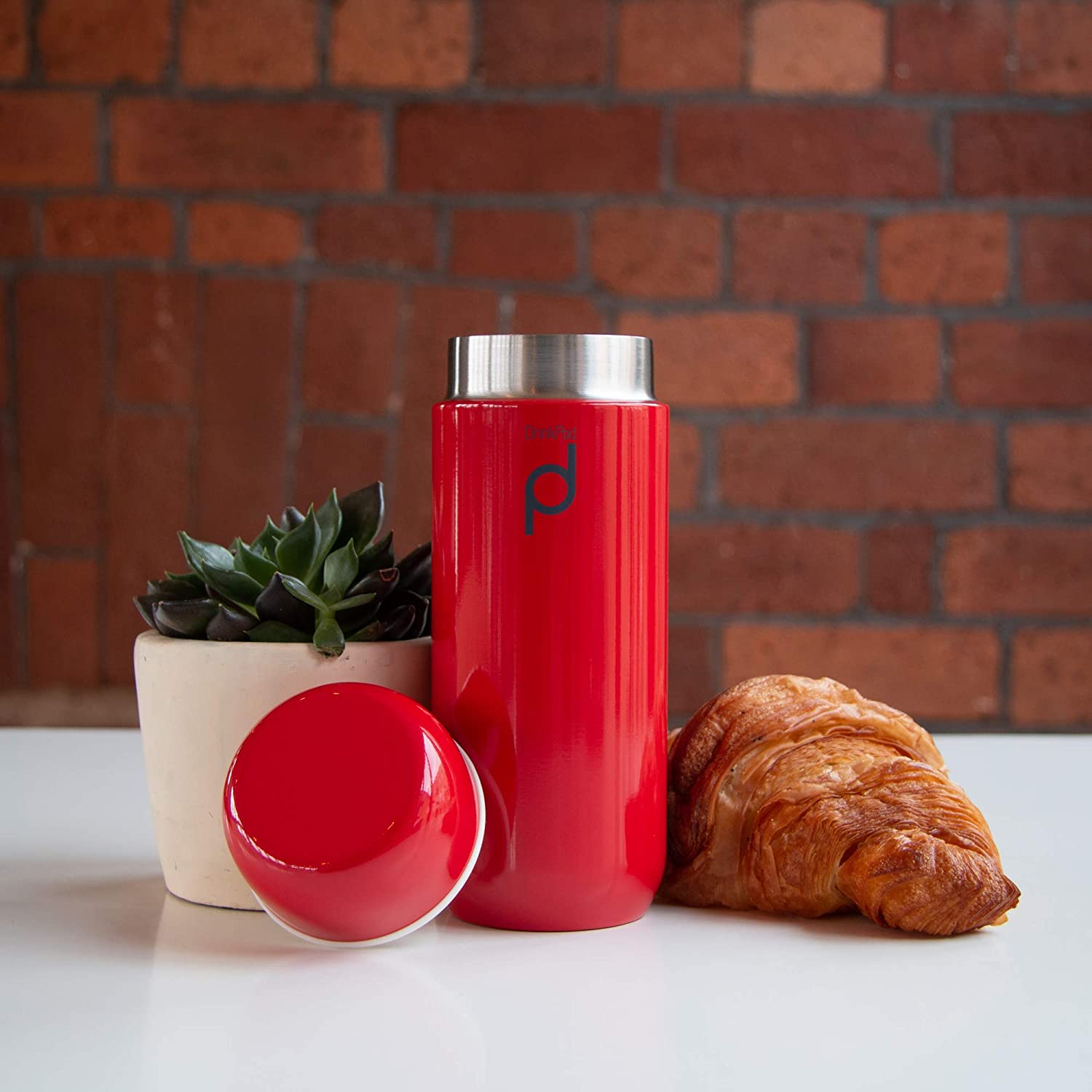 Drink Pod Vacuum Insulated Flask, Stainless Steel, Red, 200ml - Image 3